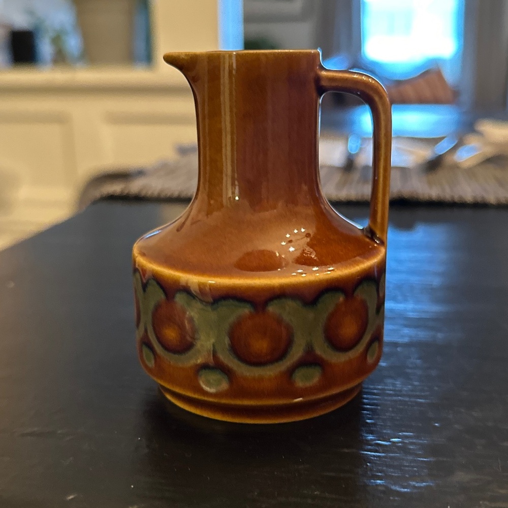 VTG Hornsea Brontë ceramic pattern olive oil / vinegar mini cruet jug MCM